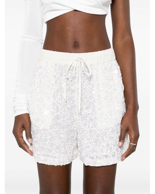 P.A.R.O.S.H. Galassia Sequin-embellished Shorts White