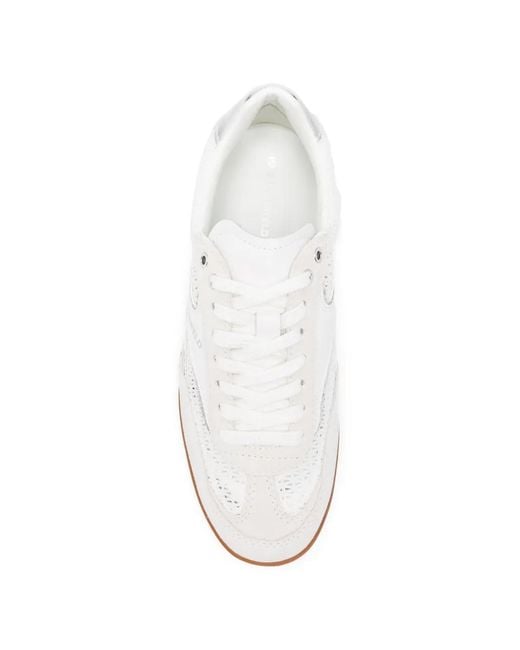 Karl Lagerfeld White Kandidate Mesh-Panel Sneakers