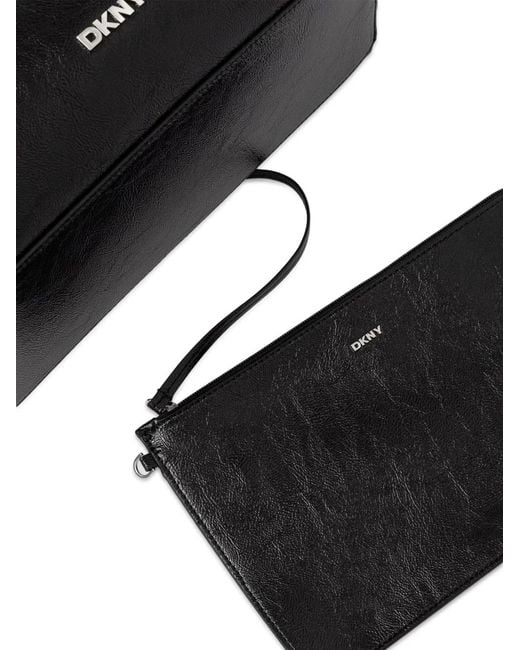 DKNY Black Logo-Plaque Knotted Tote Bag