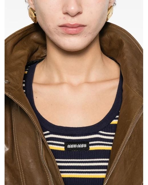 Miu Miu Black Striped Cotton Tank Top