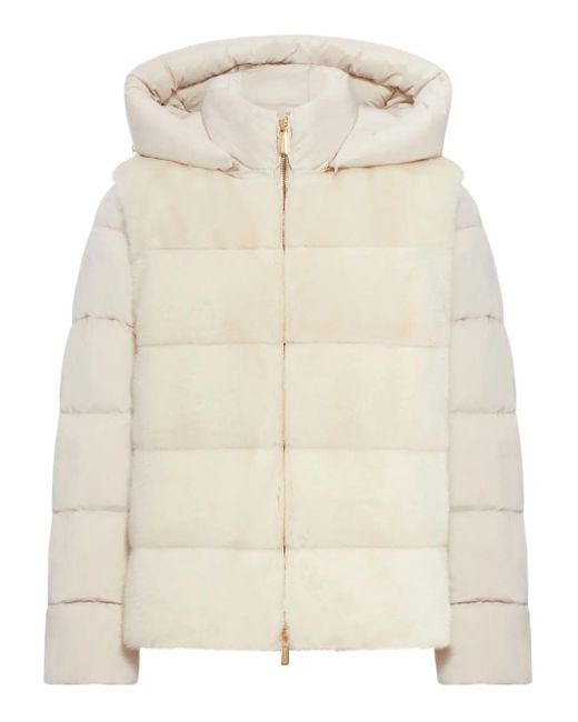 Moorer Natural Hooded Quilted Jacket