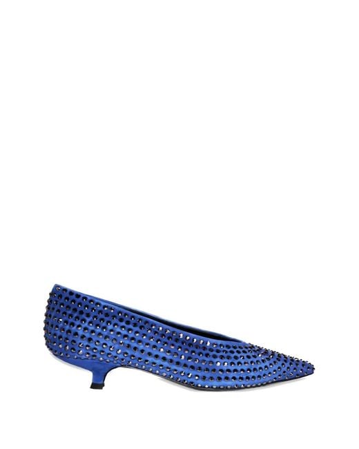 LA ROSE Blue Crystal-Embellished Ballet Flats
