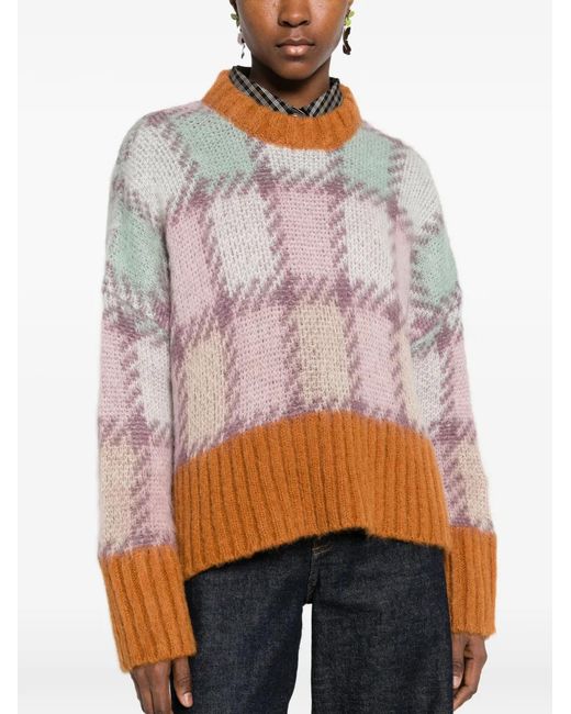 Marni Pink Checked Mohair Jumper