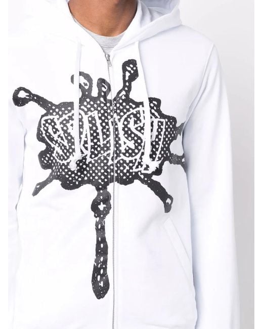 Comme des Garçons White Graphic-Print Drawstring Hoodie for men