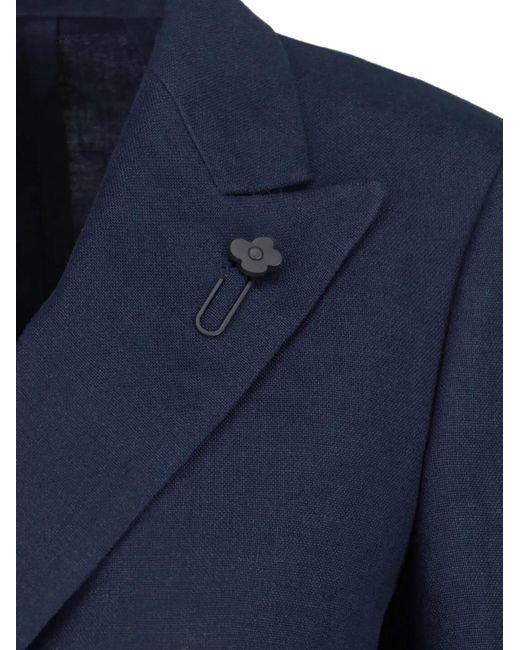 Lardini Blue Double-Breasted Button Blazer