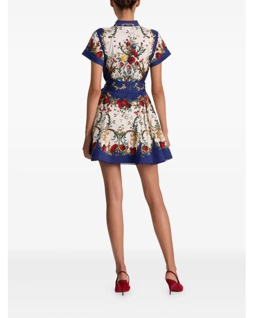 Alice + Olivia Blue Lucy Minikleid mit Blumen-Print