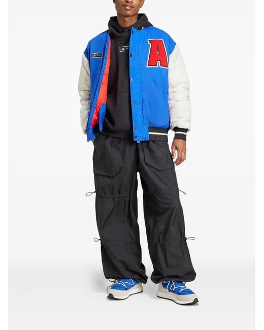 Adidas Blue Press-Stud Fastening Bomber Jacket