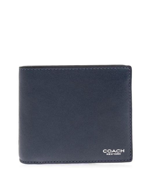 COACH Blue Logo-Print Leather Wallet for men