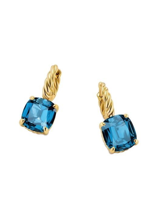 David Yurman Blue 18Kt Marbella Topaz Drop Earrings