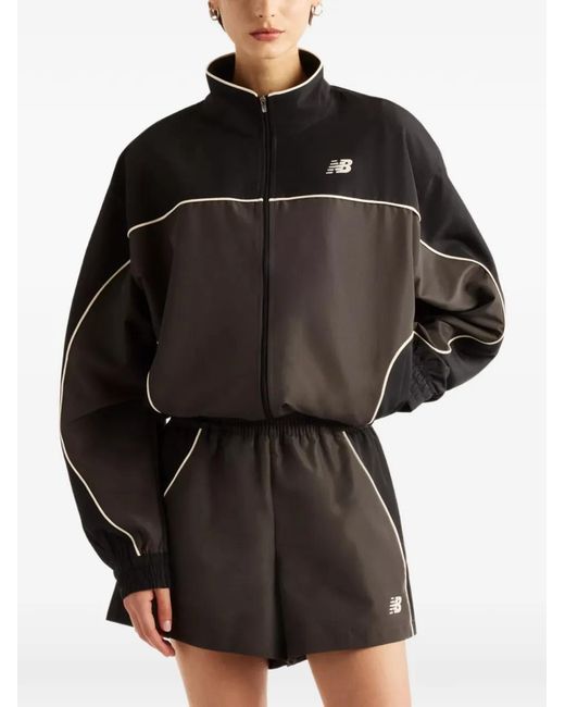 New Balance Black Trackside Contrast-Piping Jacket