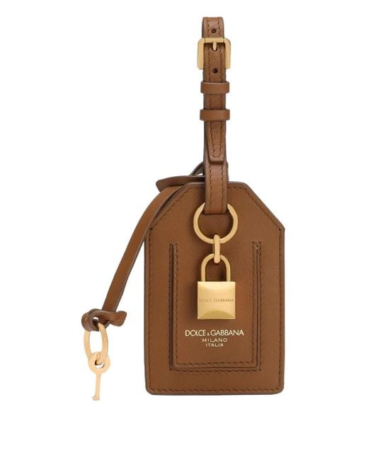 Dolce & Gabbana Brown Leather Tag Keyring