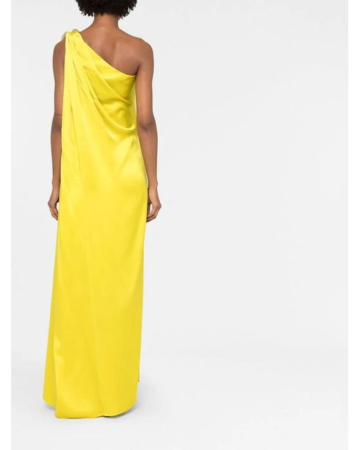 Stella McCartney Yellow Long One-shoulder Crystal Embellishments Dress