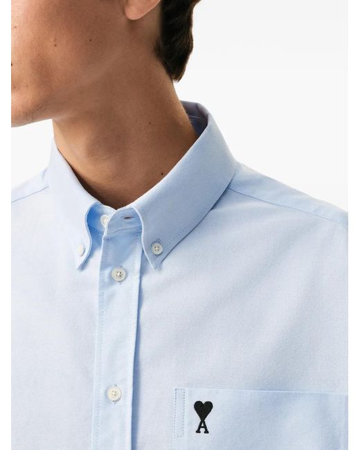 AMI Blue Light Boxy Short Sleeve Cotton Shirt for men