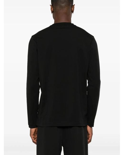 BOSS GREEN HUGO BOSS Black Rubberised-Logo Long-Sleeve T-Shirt for men