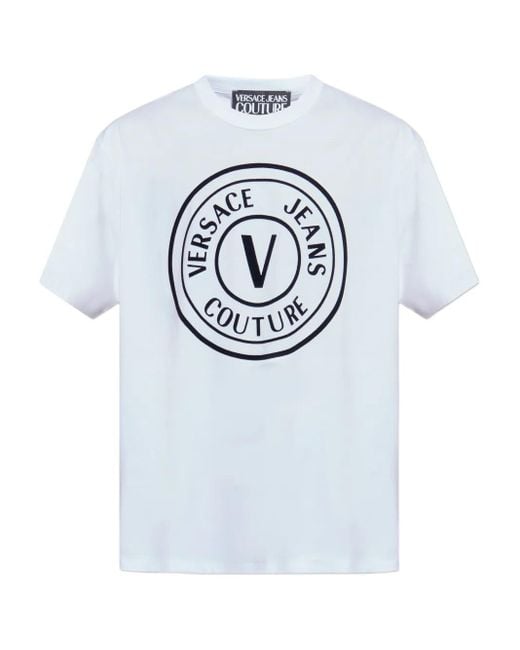 Versace Jeans Couture Gray Logo-Print T-Shirt for men