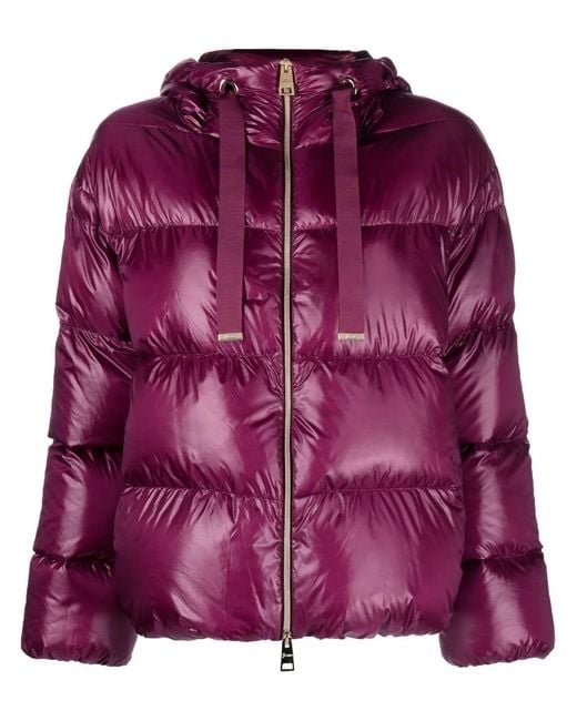 Herno Purple Quilted Hooded Puffer Jacket