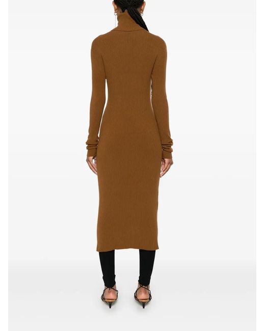 Fabiana Filippi Brown Ribbed-Knit Midi Dress