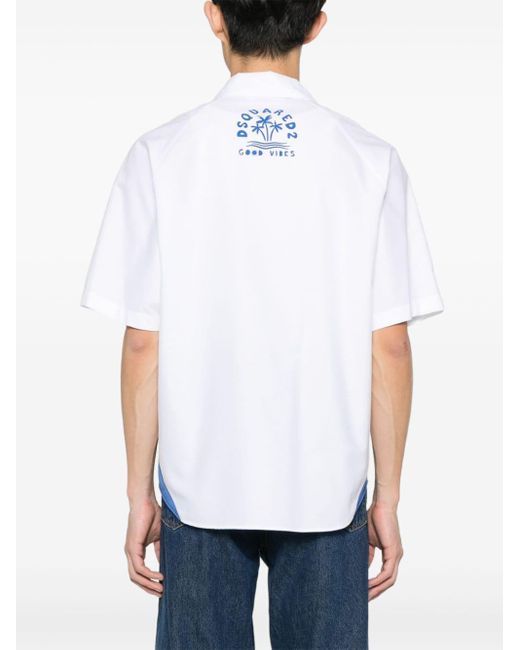 DSquared² Blue Sporty Waves Cotton Shirt for men
