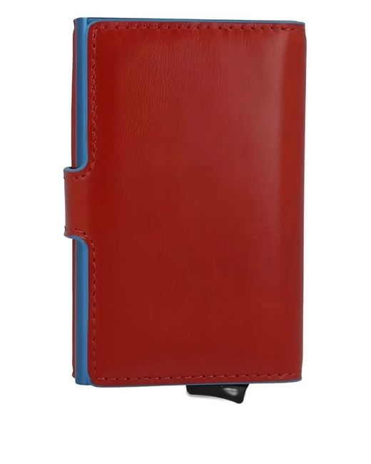 Piquadro Red Metal Leather Cardholder