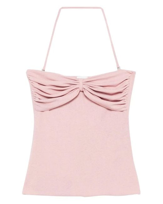 Nanushka Pink Draped-Detail Top