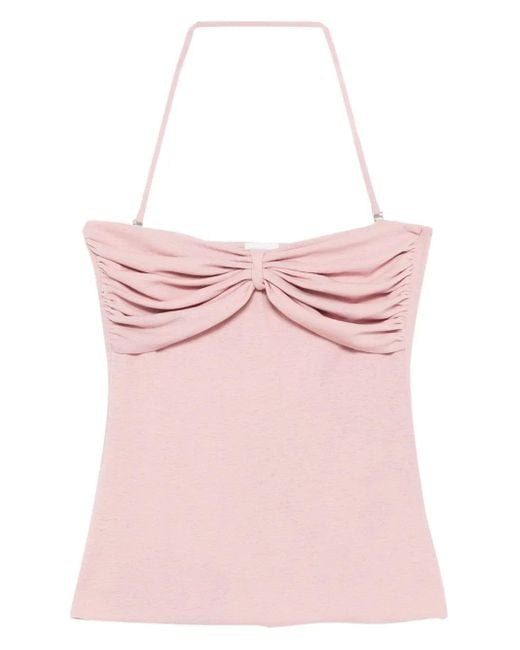 Nanushka Pink Draped-Detail Top