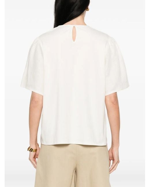Weekend by Maxmara White Floral-Embroidered Panelled Top