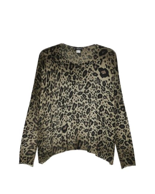 Avant Toi Green Leopard-Print Sweater