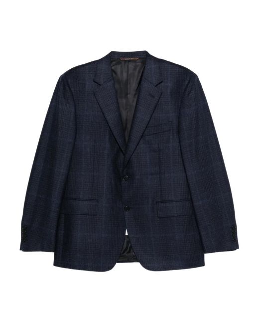 Canali Blue Checked Single-Breasted Blazer for men