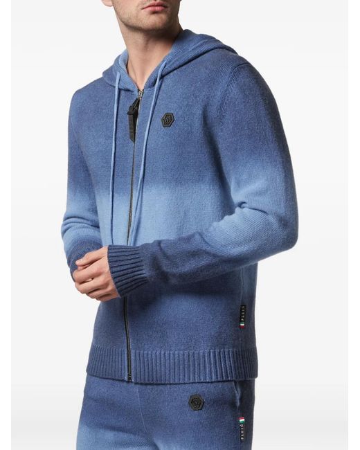 Philipp Plein Blue Gradient Effect Jacket Trousers Set for men