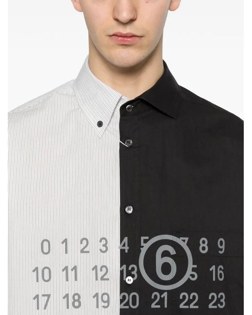 MM6 by Maison Margiela Black Striped Panelled Shirt for men