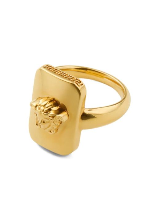 Versace Metallic Medusa-Head Rectangular Ring for men