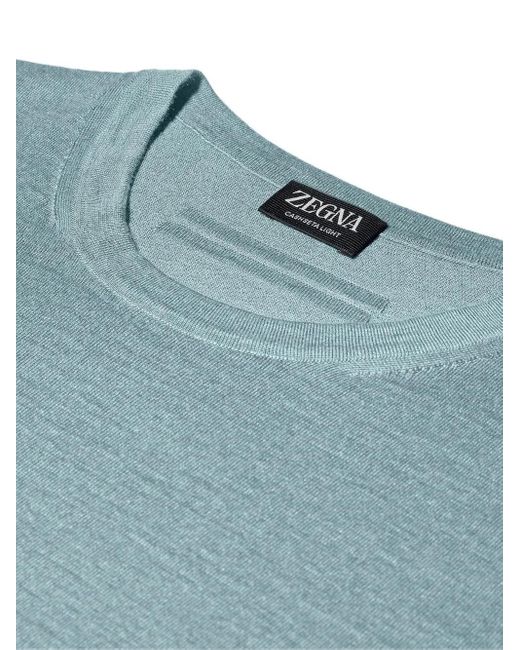 Zegna Blue Cashseta Crew-Neck Jumper for men