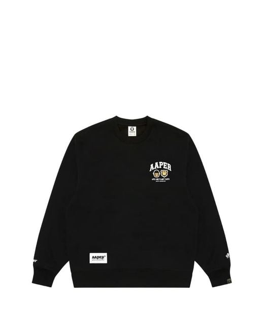 Aape By A Bathing Ape Black Aaper Crew-Neck Sweatshirt for men