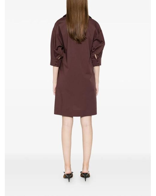 Alpha Studio Purple Polo-Collar Mini Dress