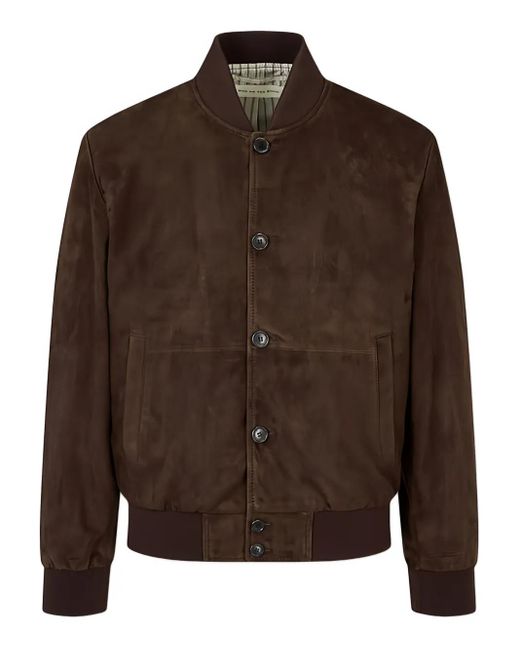 MAN ON THE BOON. Brown Suede Bomber Jacket for men