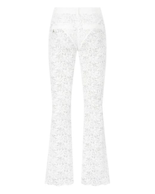 Manière De Voir White Floral-Lace Trousers
