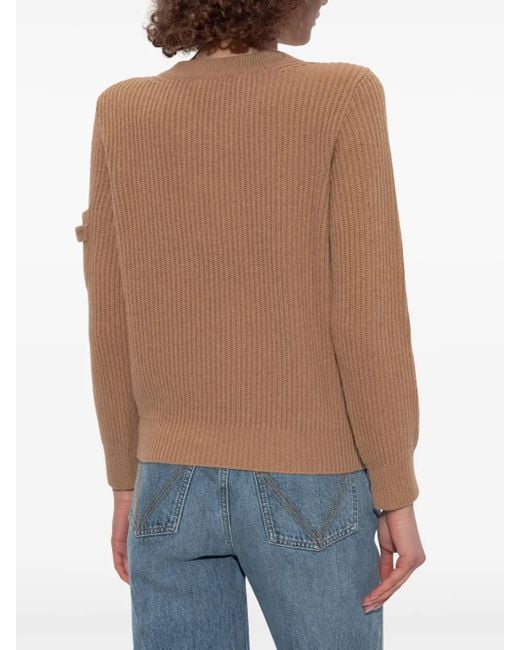 Victoria Beckham Brown V-Neck Knitwear