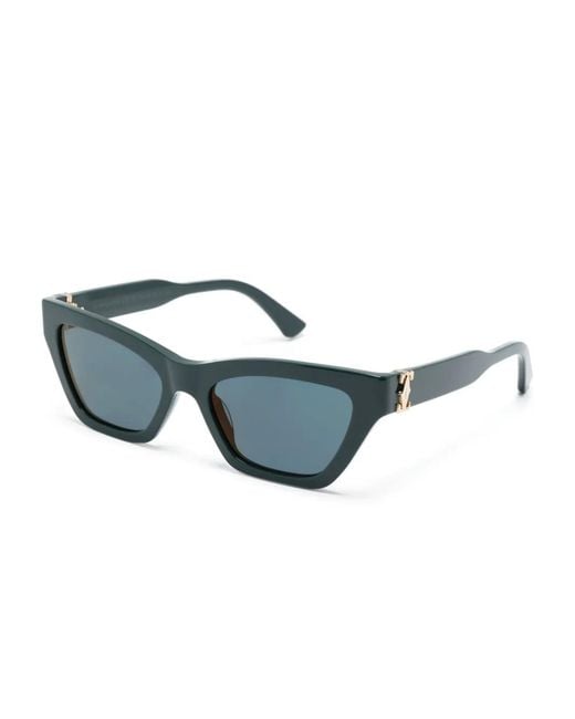 Cartier Blue Logo-Plaque Rectangle-Frame Sunglasses