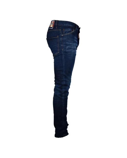 DSquared² Blue Cool Guy Faded-Effect Logo-Patch Jeans for men