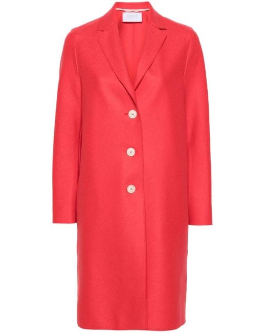 Harris Wharf London Red Button-Up Wool Coat