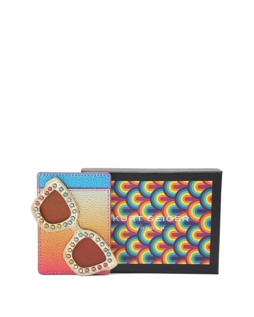 Kurt Geiger Blue Crystal-Embellished Sunglasses Metallic Card Holder