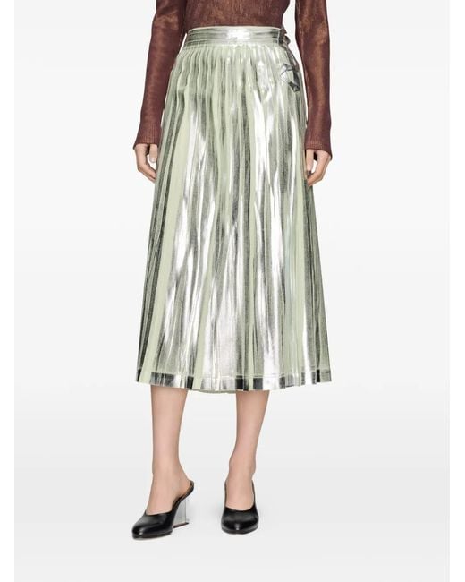 Maison Margiela Metallic Foil-Finish Pleated Skirt
