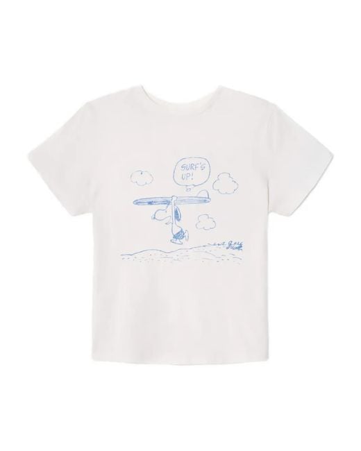 Re/done White Snoopy Surfs Up T-Shirt