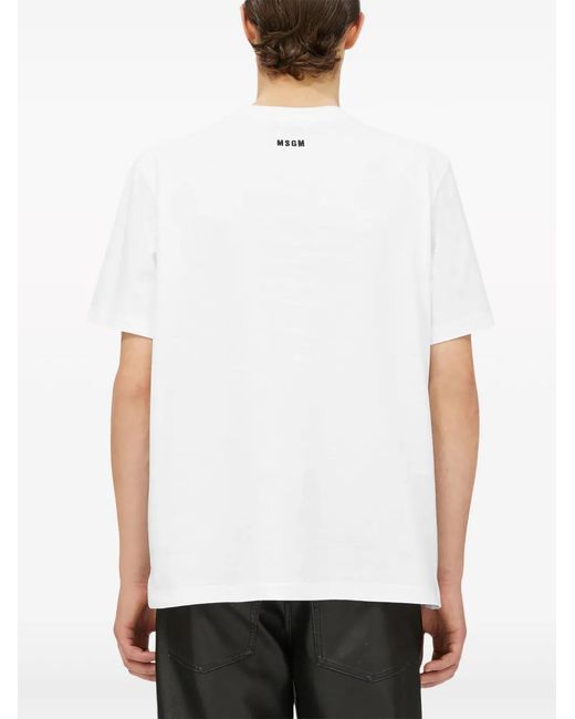 MSGM White Logo-Appliqué T-Shirt for men