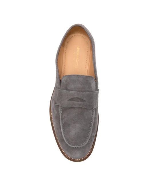 Alberto Gozzi Gray Penny-Slot Almond-Toe Loafers for men