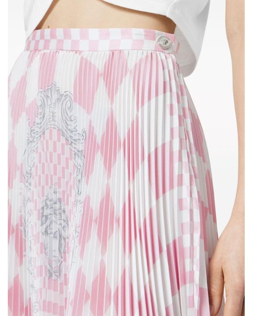 `Silver Baroque` Print Long Skirt di Versace in Pink