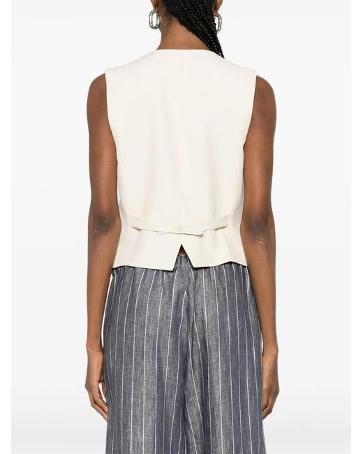 P.A.R.O.S.H. White V-Neck Button Vest