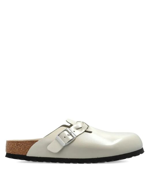Birkenstock White Buckle Strap Mules
