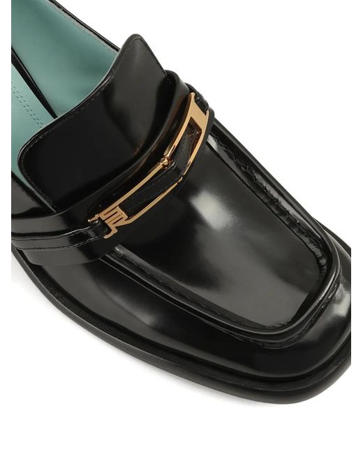 Sergio Rossi Black Bitt Leather Loafers