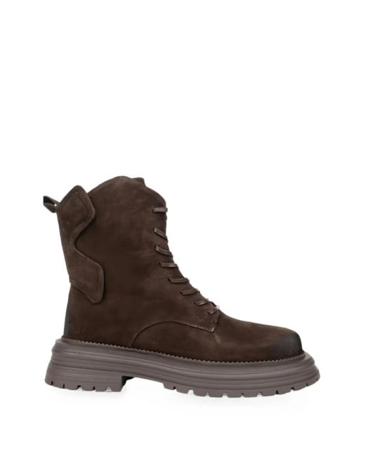 Linda Baumann Brown Lace-Up Suede Ankle Boots
